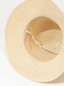 Flower & Mesh Straw Hat - Beige - View 4