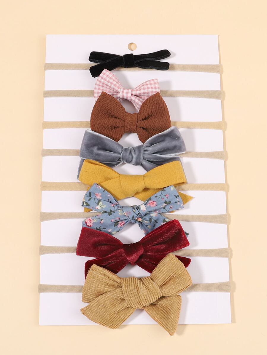 Bộ băng đô trang trí 8 chiếc nơ cho bé - Nhiều màu - Xem 1
