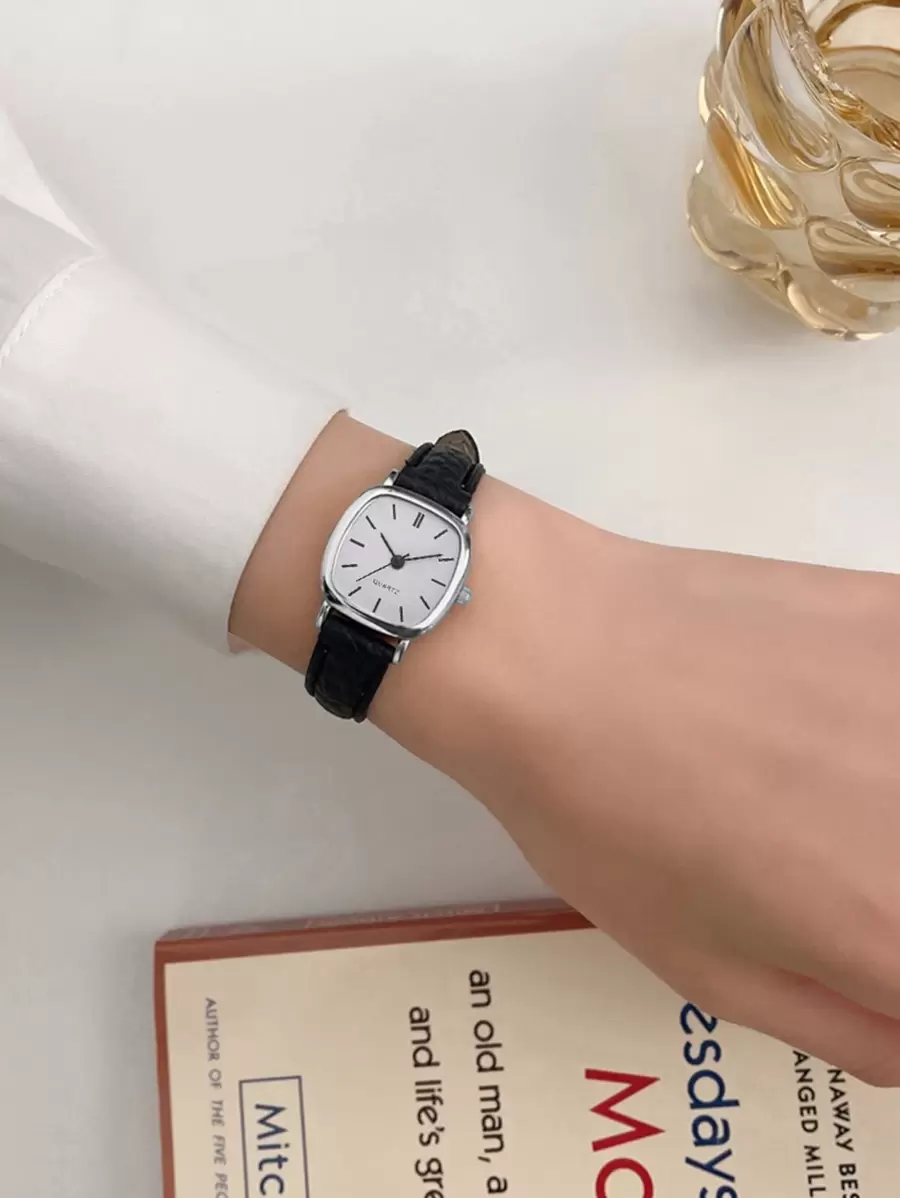 1 pieza Reloj de señora minimalista de cuarzo con puntero - Negro - Ver 1
