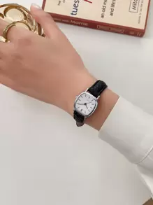 1 pieza Reloj de señora minimalista de cuarzo con puntero - Negro - Ver 2