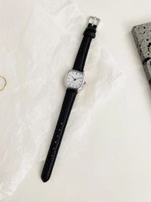 1 pieza Reloj de señora minimalista de cuarzo con puntero - Negro - Ver 3