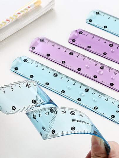 1pc 15cm Flexible Ruler, Random Color Back To School