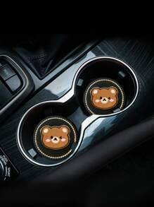 1入組熊圖案汽車杯墊 - 彩色 - 查看 2