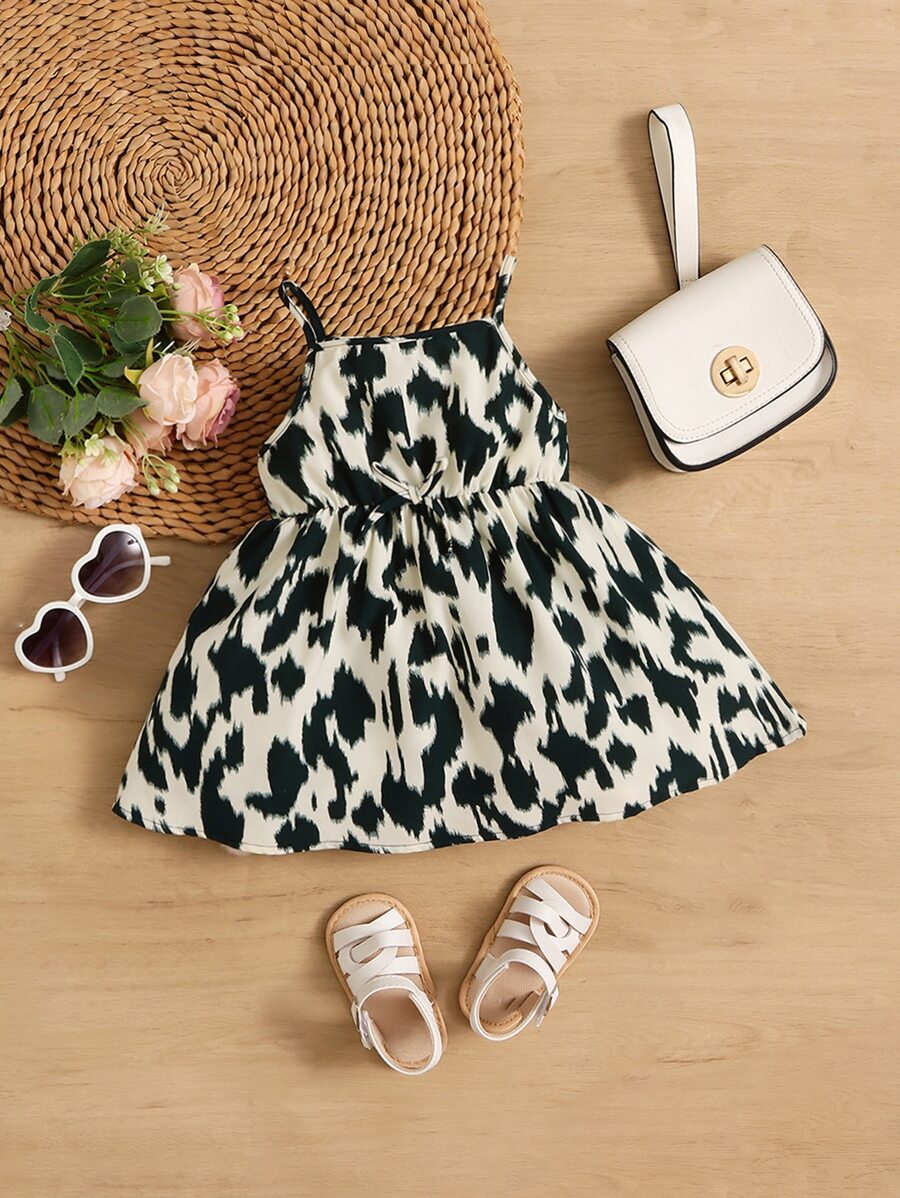 SHEIN Đầm em bé Nơ trước Tất cả trên in Boho - Nhiều màu - Xem 1