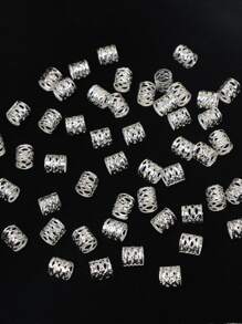 60 chiếc vòng tóc rỗng thông thường - Bạc - Xem 2