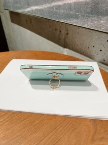 1 Ốp Tpu Mạ Màu Be 6D Chống Sốc Và 1 Ốp Nhẫn Đính Kim Cương Giả Mạ Tương Thích Với Điện Thoại Iphone, Samsung, Xiaomi, Huawei, Oppo - Màu xanh Bạc hà - Xem 2