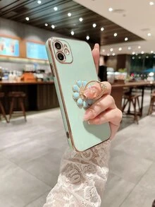 1 Ốp Tpu Mạ Màu Be 6D Chống Sốc Và 1 Ốp Nhẫn Đính Kim Cương Giả Mạ Tương Thích Với Điện Thoại Iphone, Samsung, Xiaomi, Huawei, Oppo - Màu xanh Bạc hà - Xem 3