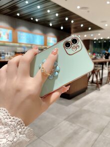 1 Ốp Tpu Mạ Màu Be 6D Chống Sốc Và 1 Ốp Nhẫn Đính Kim Cương Giả Mạ Tương Thích Với Điện Thoại Iphone, Samsung, Xiaomi, Huawei, Oppo - Màu xanh Bạc hà - Xem 4