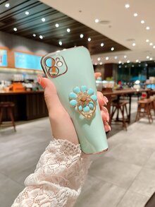 1 Ốp Tpu Mạ Màu Be 6D Chống Sốc Và 1 Ốp Nhẫn Đính Kim Cương Giả Mạ Tương Thích Với Điện Thoại Iphone, Samsung, Xiaomi, Huawei, Oppo - Màu xanh Bạc hà - Xem 5