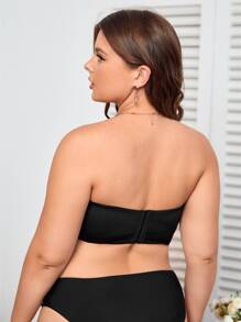 Plus Ruched Front Bandeau Bra - Black - View 2