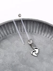 Tkool Piercing perfecto, anillo para el ombligo decoración de diamantes de imitación, acero inoxidable, tabique magnético, joyería para el cuerpo, regalo para mujeres y hombres, sin perforación - Plateado - Ver 3