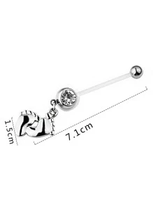 Tkool Piercing perfecto, anillo para el ombligo decoración de diamantes de imitación, acero inoxidable, tabique magnético, joyería para el cuerpo, regalo para mujeres y hombres, sin perforación - Plateado - Ver 4