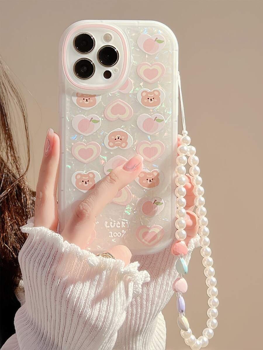 Mùa hè Gấu Hoạt hình & In đào Ốp lưng & bao da điện thoại Với dây kéo Tương thích với iPhone - Nhiều màu - Xem 1