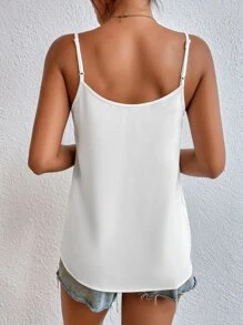 SHEIN Frenchy Floral Print Button Front Cami Top Back To School Clothes  Fall Women Clothes   Old Money Style  Teacher Outfits  4th Of July Clothes  Commute Minimalist Office Old Money  Simple Summer White - White - View 2