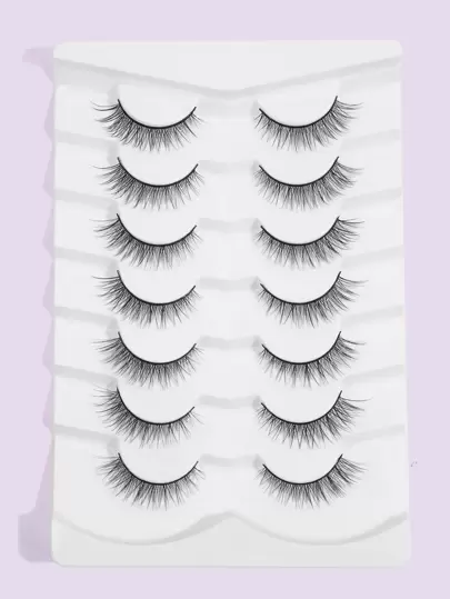  MAGEFY 7 par naturliga lösögonfransar, fluffiga smala för dagligt bruk Mangaögonfransar, resetillbehör