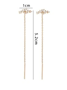 Nooxian Cubic Zirconia Decor Threader Earrings - Yellow Gold - View 4