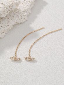 Nooxian Cubic Zirconia Decor Threader Earrings - Yellow Gold - View 5