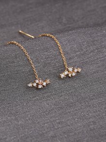 Nooxian Cubic Zirconia Decor Threader Earrings - Yellow Gold - View 6