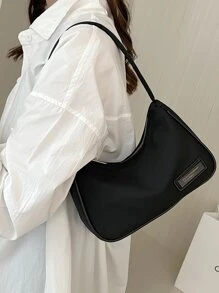 補丁細節法棍包 - 黑色 - 查看 6