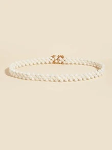 1 件女士枫叶扣弹性腰带，带人造珍珠装饰，搭配正式礼服，适合夏季、秋季、万圣节等高端活动