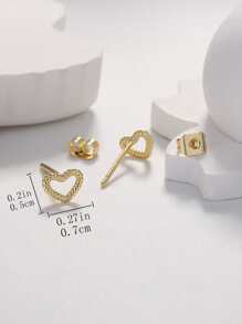 3 Cái/bộ Thời Trang Đồng Trái Tim Trang Trí Bộ Trang Sức Nữ Cho Món Quà Ngày Lễ Tình Nhân - Vàng - Xem 3