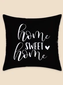 1pc Letter Graphic Cushion Cover Without Filler, Modern Throw Pillow Case, For Sofa, Living Room, Home Decor - Black and White - View 1