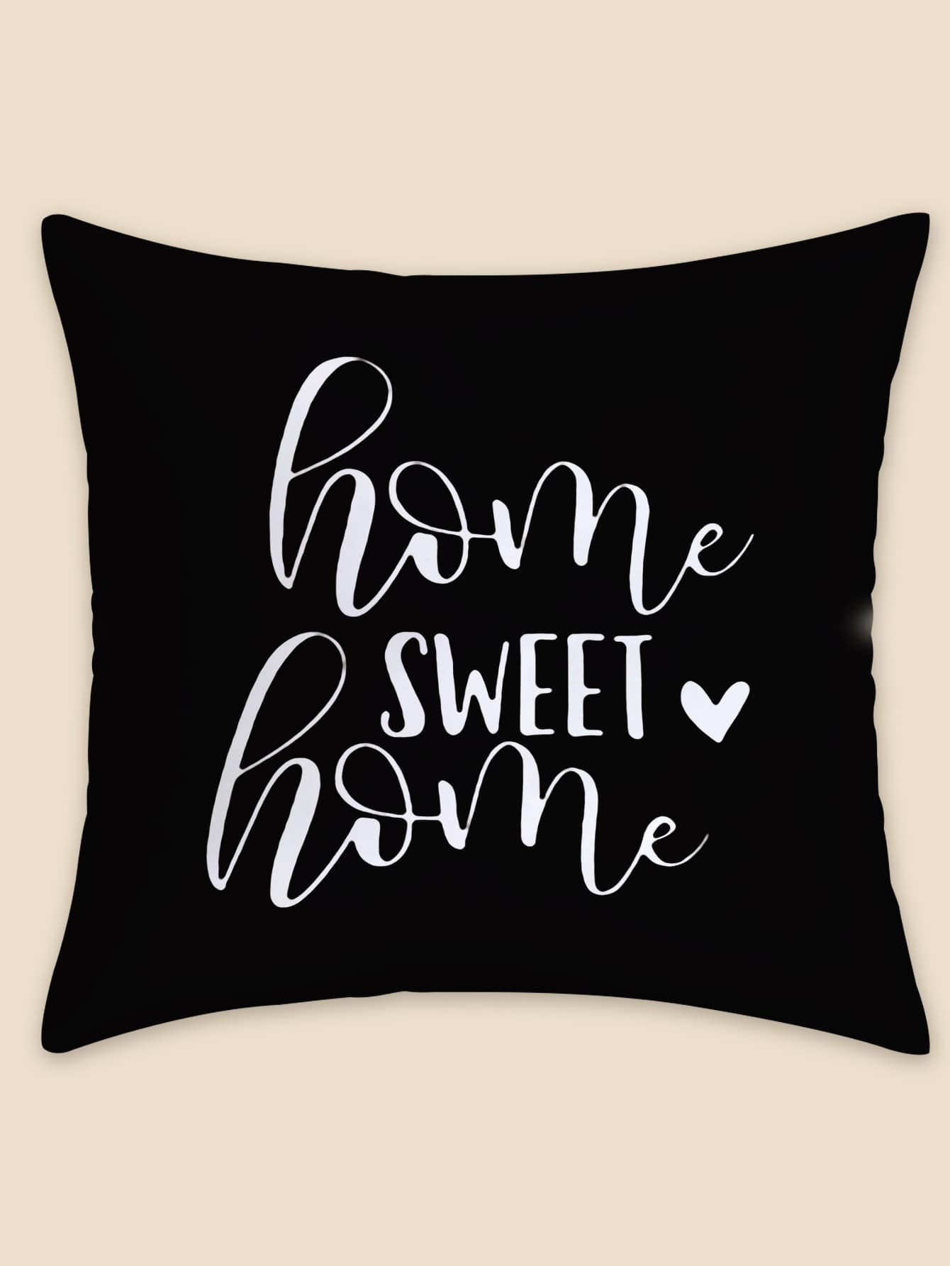 1pc Letter Graphic Cushion Cover Without Filler, Modern Throw Pillow Case, For Sofa, Living Room, Home Decor - Black and White - View 1