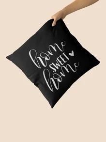 1pc Letter Graphic Cushion Cover Without Filler, Modern Throw Pillow Case, For Sofa, Living Room, Home Decor - Black and White - View 2