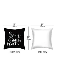 1pc Letter Graphic Cushion Cover Without Filler, Modern Throw Pillow Case, For Sofa, Living Room, Home Decor - Black and White - View 3