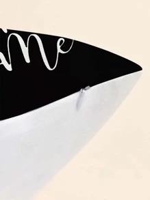 1pc Letter Graphic Cushion Cover Without Filler, Modern Throw Pillow Case, For Sofa, Living Room, Home Decor - Black and White - View 4