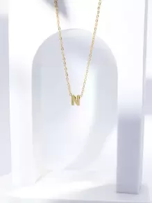 Letter Pendant Necklace - Yellow Gold - View 1