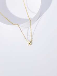 Letter Pendant Necklace - Yellow Gold - View 2