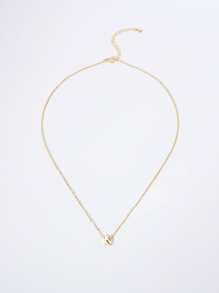 Letter Pendant Necklace - Yellow Gold - View 3