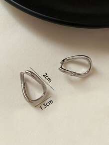 Nooxian 扭結設計圓耳環 - 銀色 - 查看 5