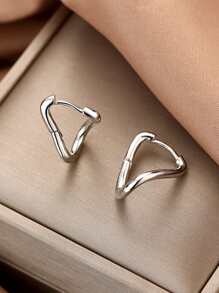 Nooxian 扭結設計圓耳環 - 銀色 - 查看 6