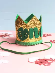 1pc Tropical & Sequin Decor Party Hat - Multicolor - View 1