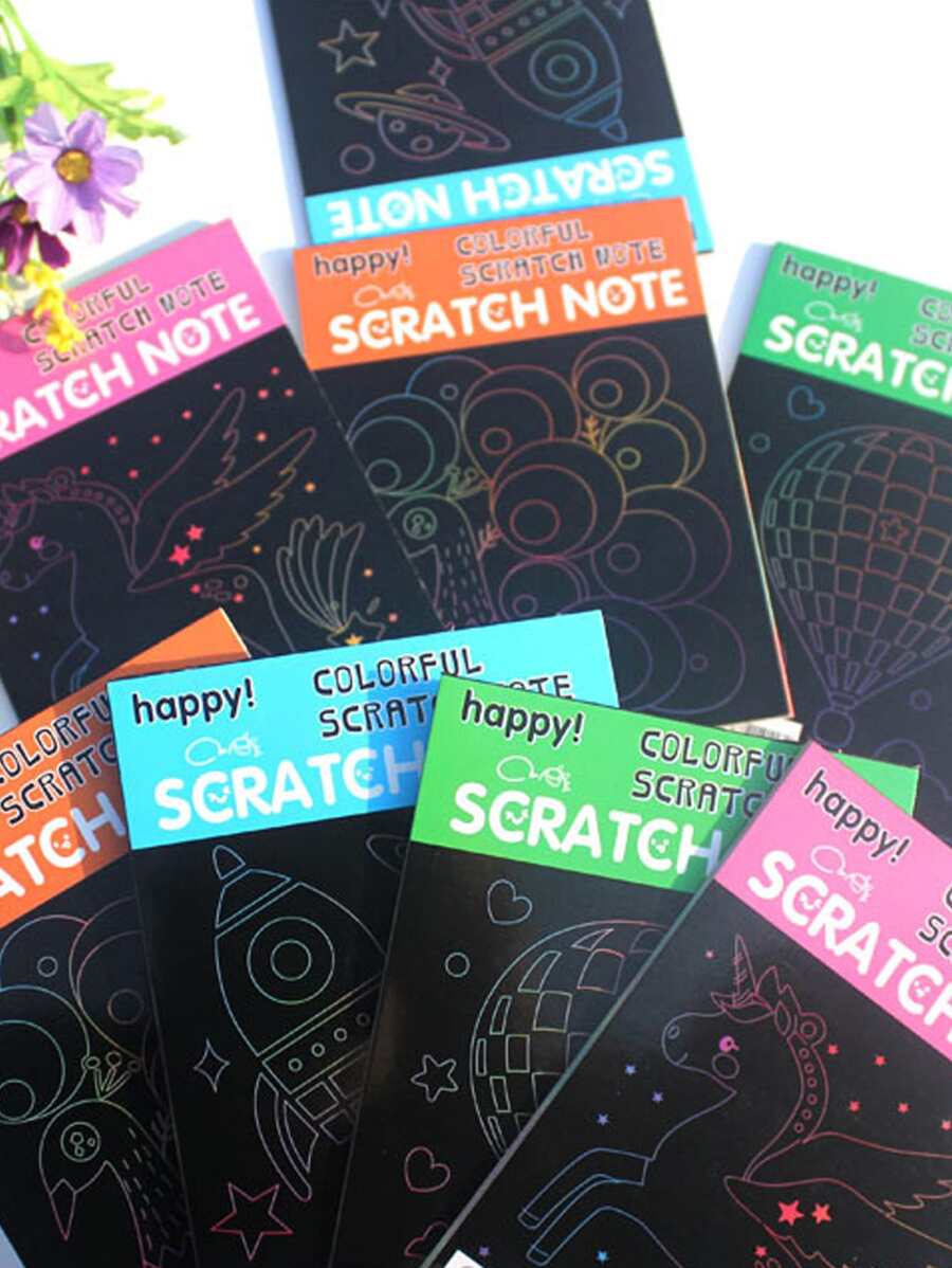 1pc Random DIY Scratch Book & 1pc Stick - Multicolor - View 1