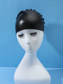 NOVDEARM 1pc Large Size Silicone Swim Cap - Black - View 1