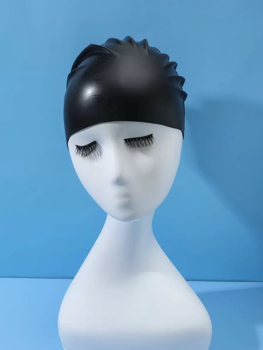 NOVDEARM 1pc Large Size Silicone Swim Cap - Black - View 1