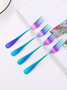 2/4/8 piezas Tenedores de acero inoxidable para fruta y postre, aptos para fiestas, útiles escolares, vuelta al cole - Multicolor - Ver 3