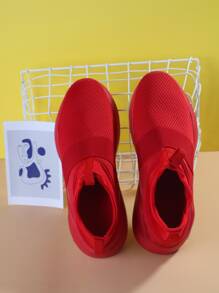 Zapatillas para correr con detalle de letras para hombre Zapatillas para caminar de malla - Rojo - Ver 2