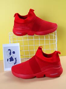 Zapatillas para correr con detalle de letras para hombre Zapatillas para caminar de malla - Rojo - Ver 4