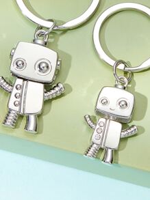 2入組情侶機器人吊墜鑰匙圈 - 銀色 - 查看 3