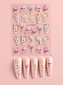 FULL BEAUTY 2sheets Flower Print Nail Art Sticker - Multicolor - View 3