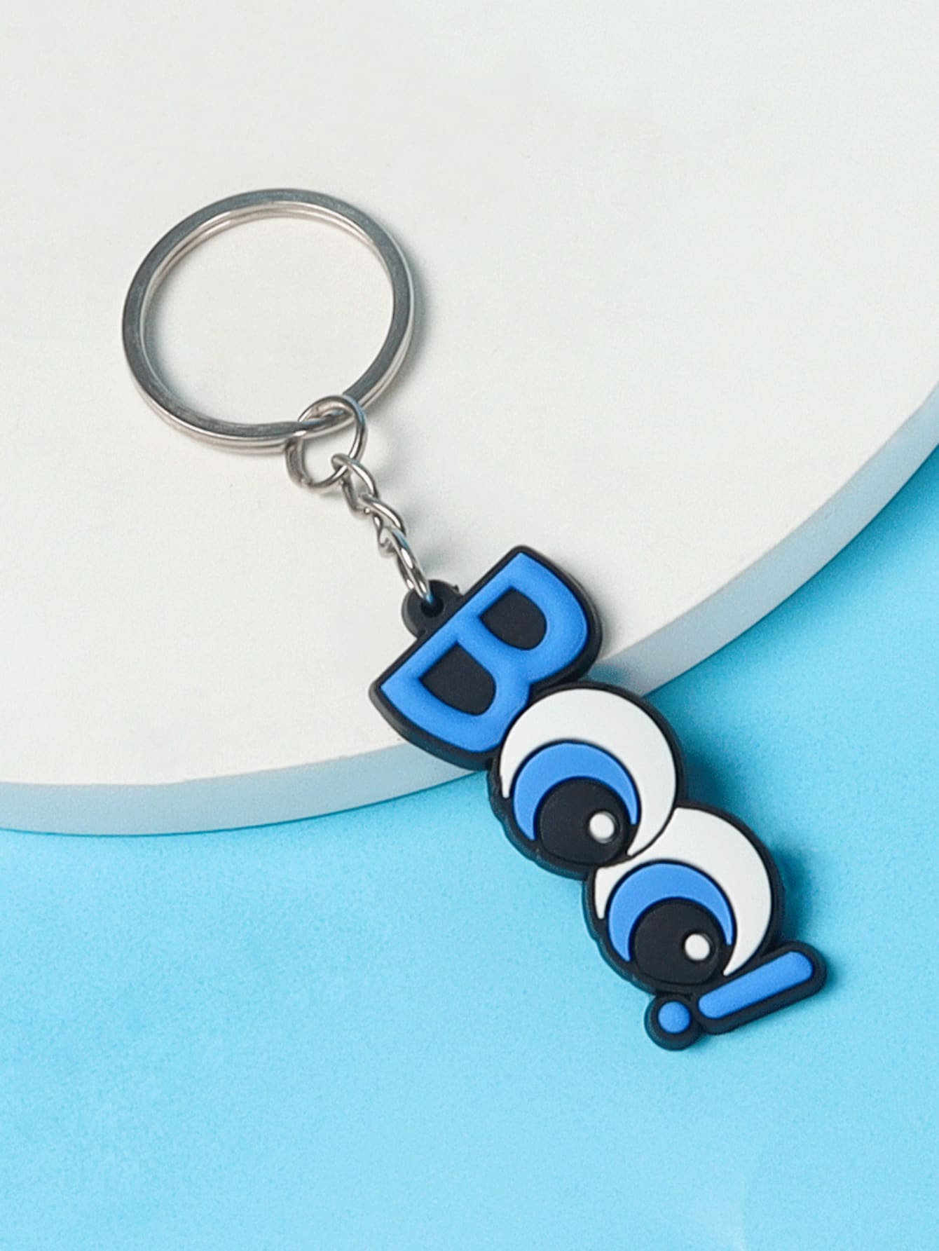 Cartoon & Letter Charm Keychain - Blue - View 1