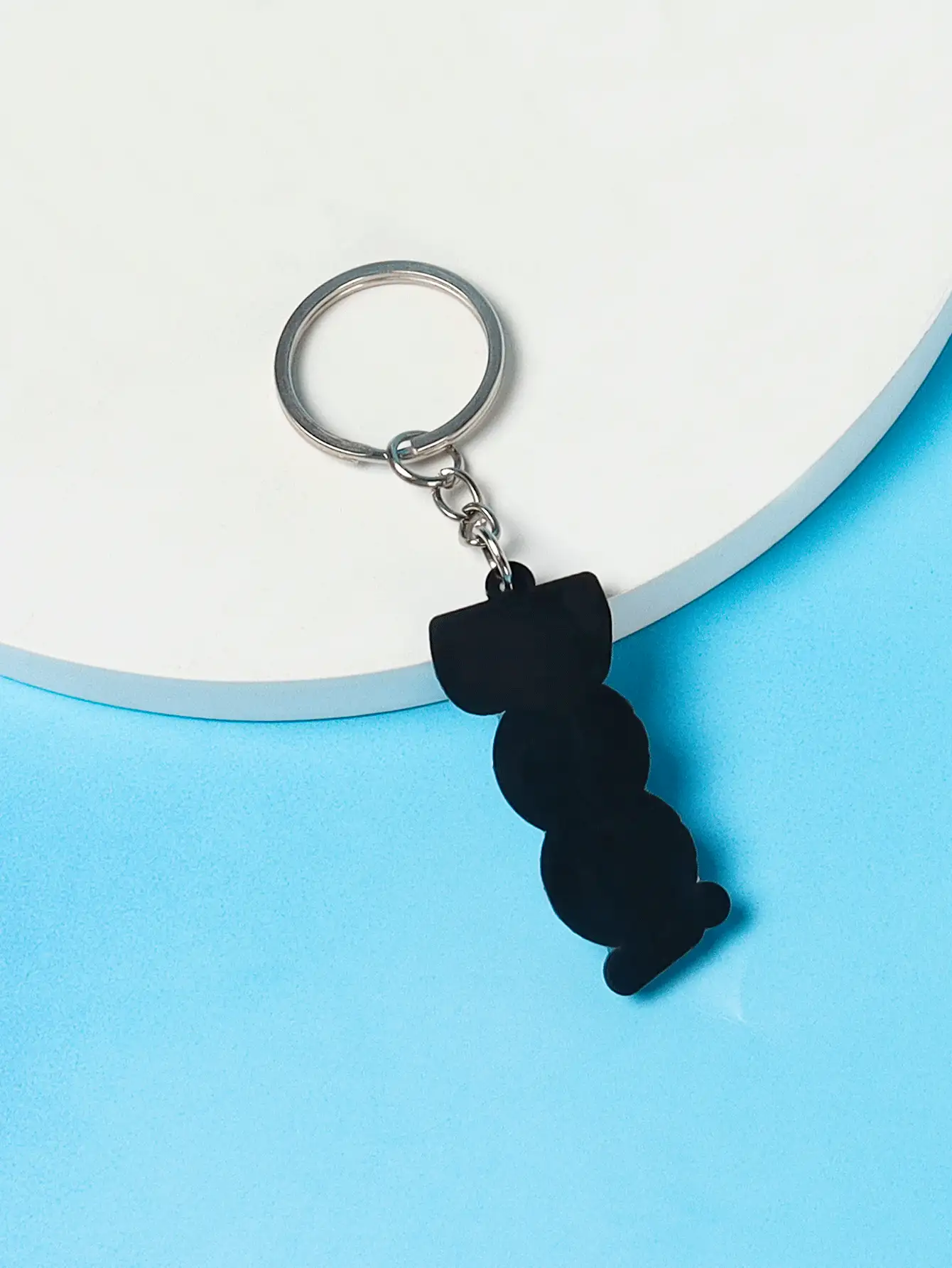 Cartoon & Letter Charm Keychain - Blue - View 4