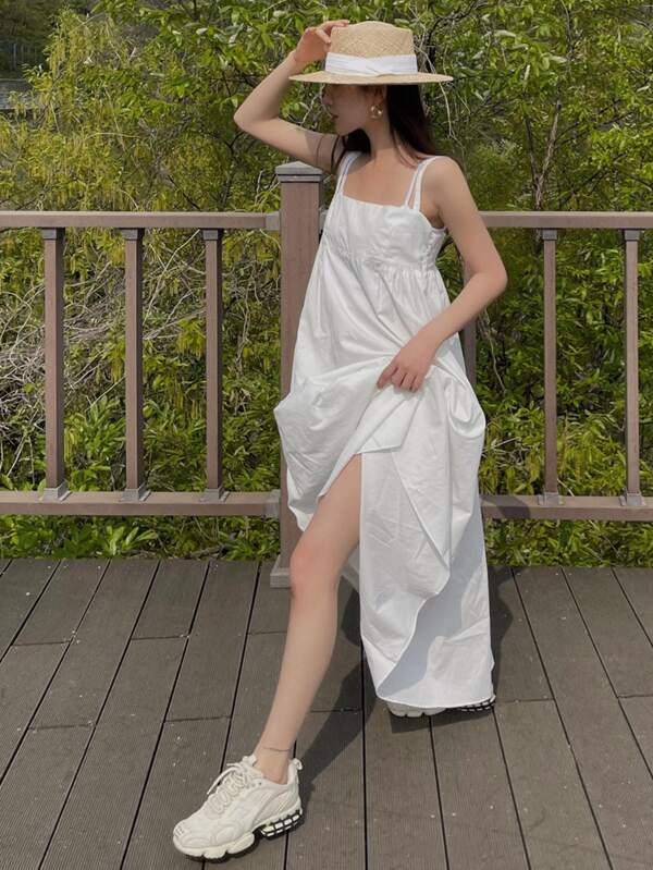 DAZY Solid High Waist Cami Dress