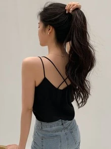 DAZY Top de tirantes sólido - Negro - Ver 2