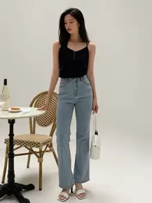 DAZY Top de tirantes sólido - Negro - Ver 5