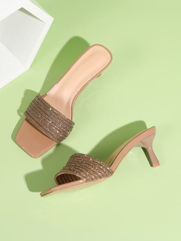 Women's Rhinestone Embellished High Heels Sandals, 2024 New Arrival Open Toe Stilettos